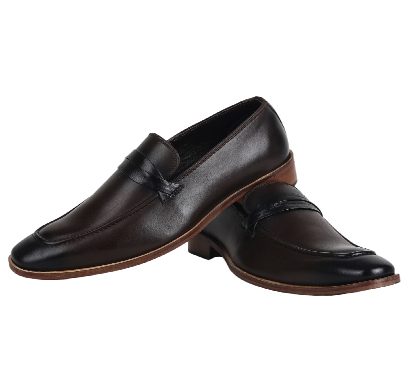 the leather box (9014) calf leather debonair choco cognac loafer with black trims shoes